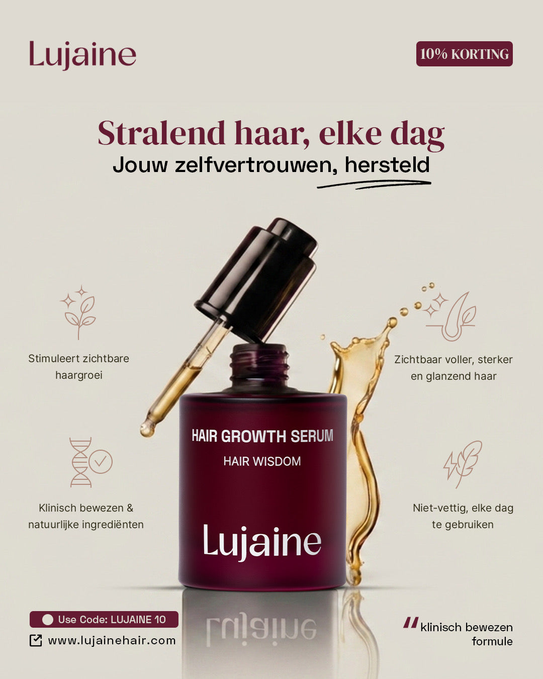 Hairgrowth Serum 50ml - Sterker & Voller haar - Tegen haaruitval - Snellere haargroei