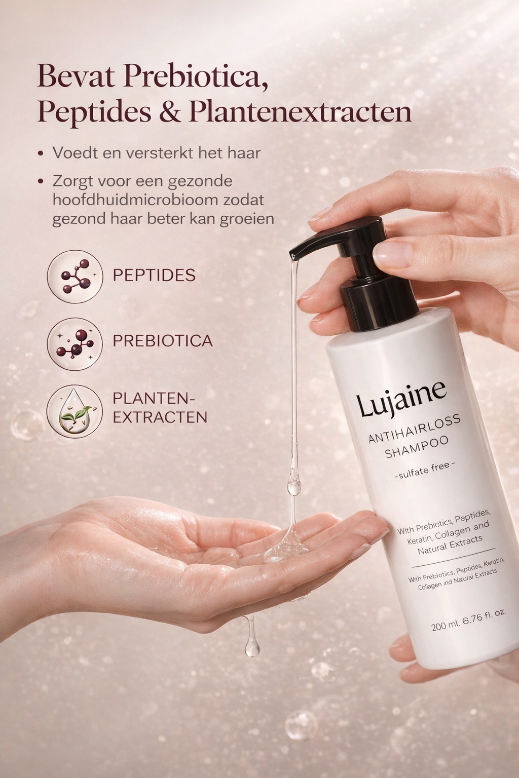 Lujaine Anti-Hairloss Shampoo 200ml - Sulfaatvrij en parfumvrij